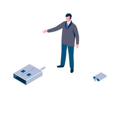 Man using USB cable  Illustration