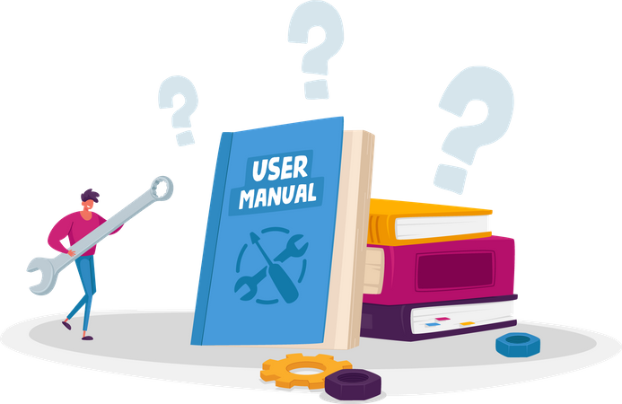 Man using user manual  Illustration