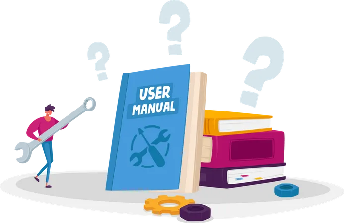 Man using user manual  Illustration