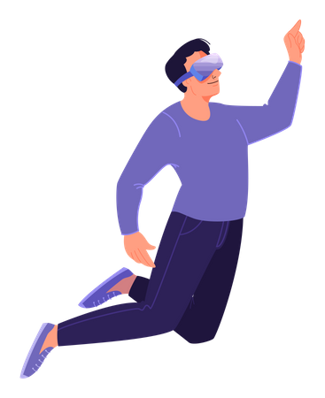 Man using virtual reality tech Illustration