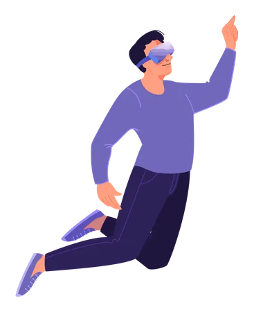 Man using virtual reality tech  Illustration