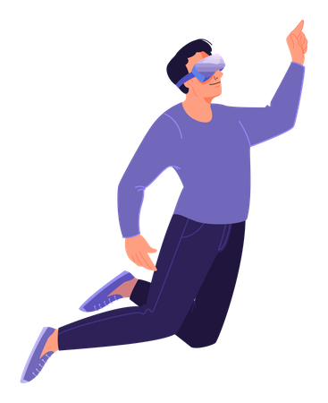 Man using virtual reality tech  Illustration