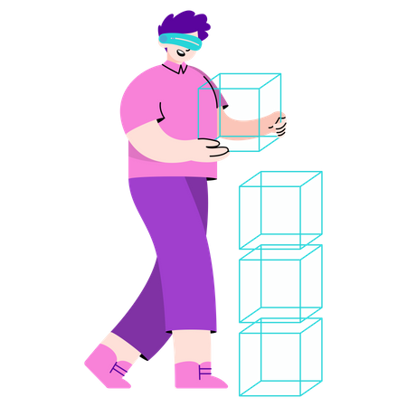 Man using virtual reality technology  Illustration