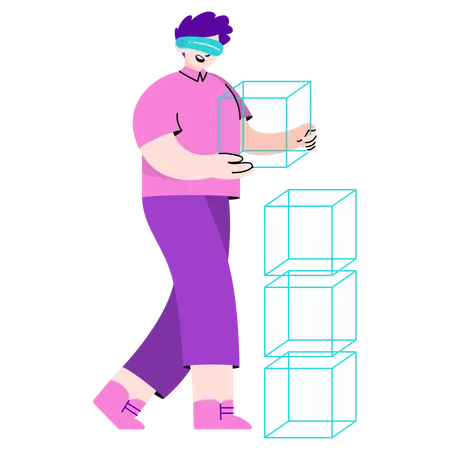 Man using virtual reality technology  Illustration