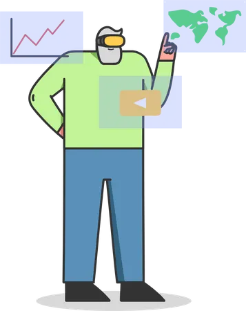Man using Virtual Technology  Illustration