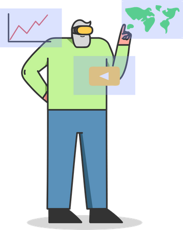 Man using Virtual Technology  Illustration