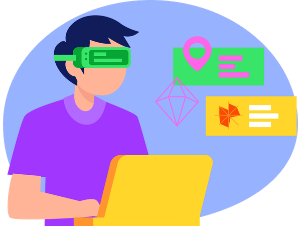 Man Using Virtual Technology  Illustration