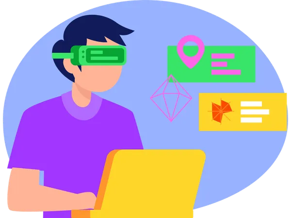 Man Using Virtual Technology  Illustration
