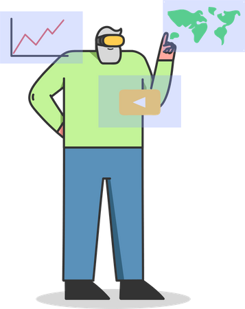 Man using Virtual Technology  Illustration