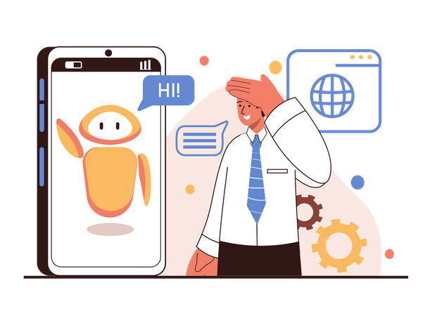 Man using voice assistant app  Illustration