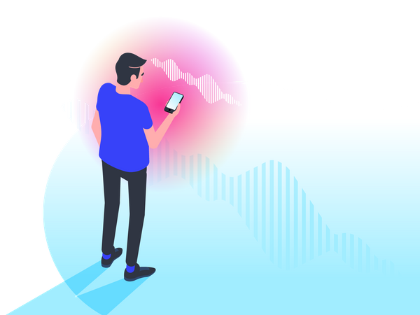 Man using voice assistant  Illustration