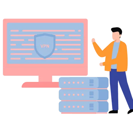 Man using VPN  Illustration