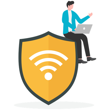 Man using VPN service  Illustration