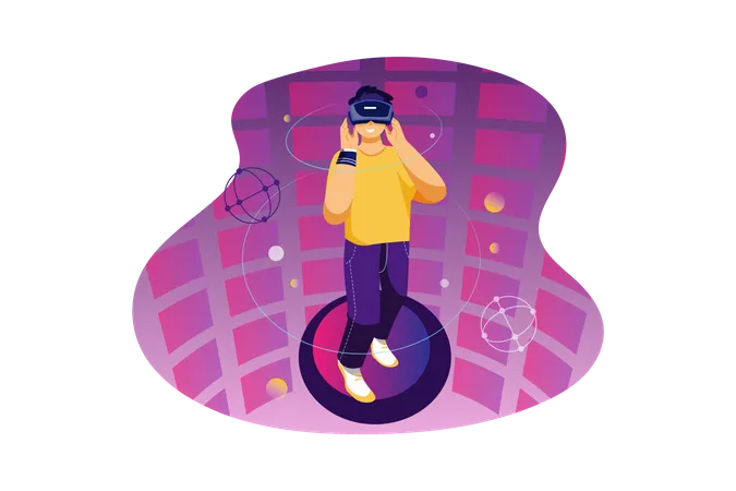 Man using VR tech  Illustration