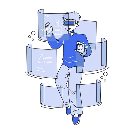 Man using Vr tech  Illustration