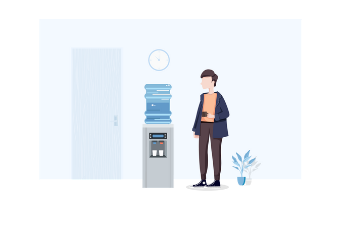 Man using water dispenser  Illustration