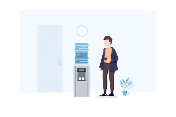 Man using water dispenser  Illustration