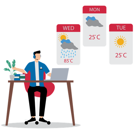 Man using Weather Forecast Tech  Illustration