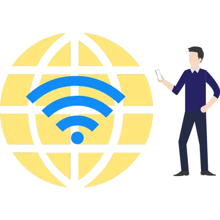 Man using Wi-Fi  Illustration