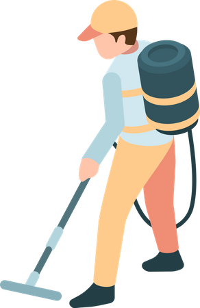 Man vacuuming floor  Illustration