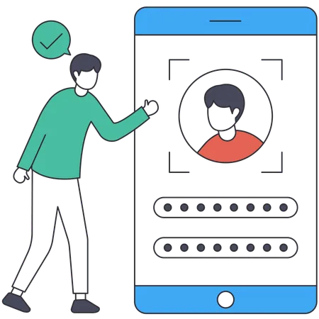 Man Verification Security on mobile  Illustration