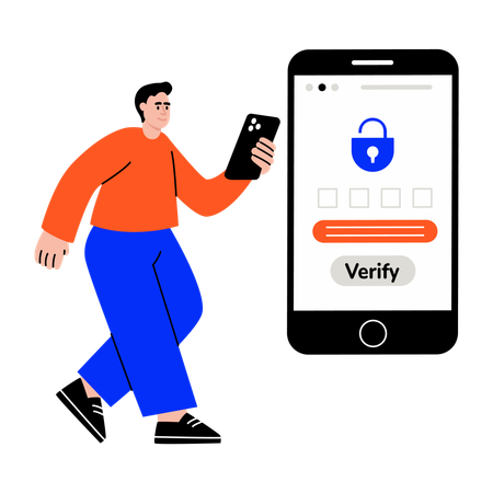 カードのPINを入力する男性  イラスト