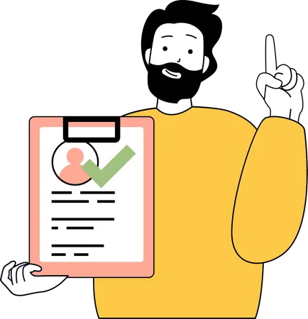 Man verify employee profile  Illustration