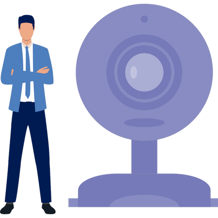 Man viewing at security camera  Illustration