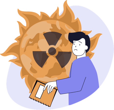 Man viewing hazardous fire attack  Illustration