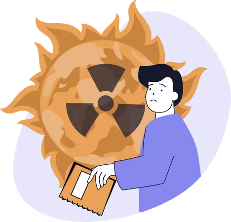 Man viewing hazardous fire attack  Illustration