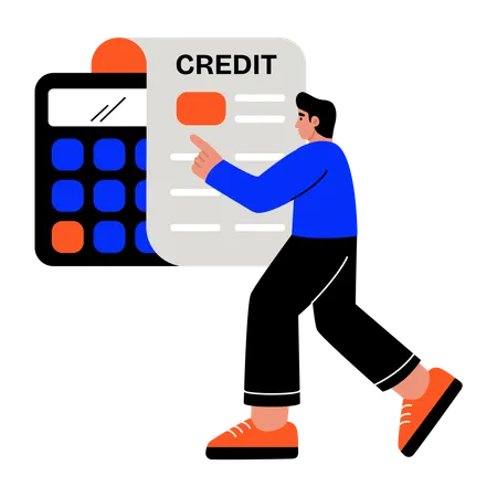 クレジットオプションを選択する男性  イラスト
