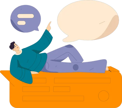 Man views at email messages  Illustration