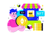 Man views at NFT Non Fungible Token