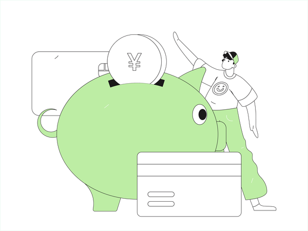 Man views at shopping receipts for budget  Illustration