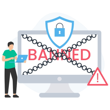 Man visiting banned website  Illustration