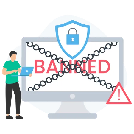 Man visiting banned website  Illustration