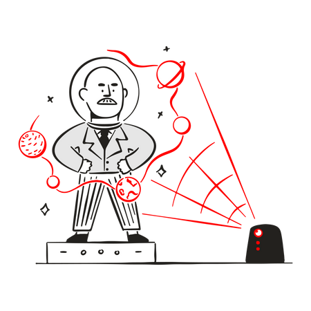 Man visiting virtual world  Illustration