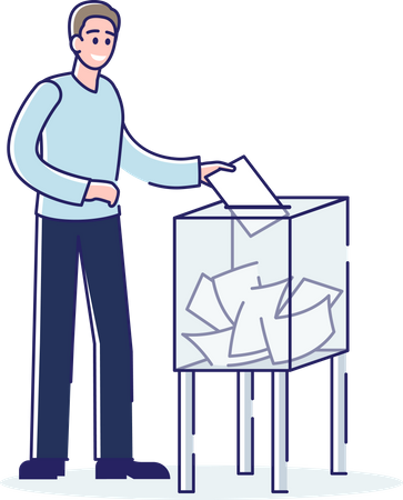 Man voting in ballot box  Illustration