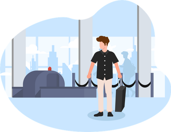 Man waiting at airport baggage control  Illustration