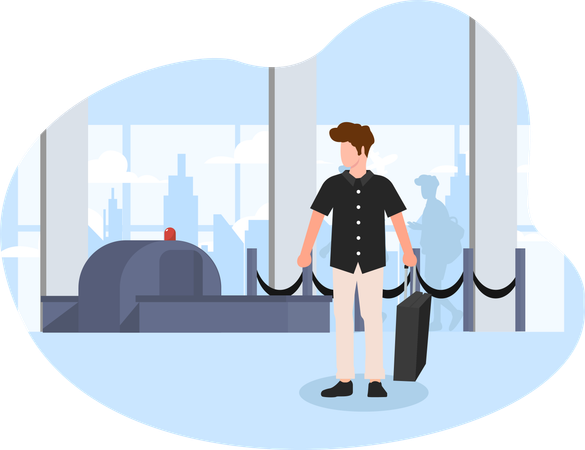 Man waiting at airport baggage control Illustration