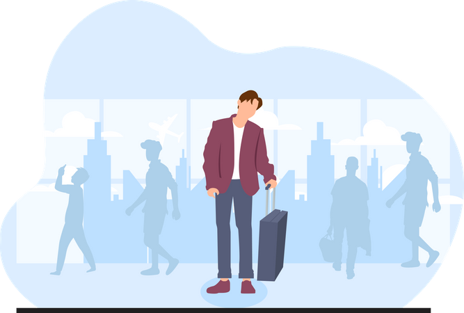 Man waiting at airport  Illustration