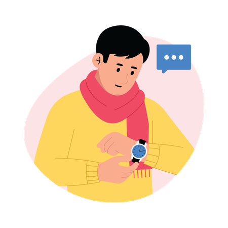 Man Waiting for his wife  Illustration