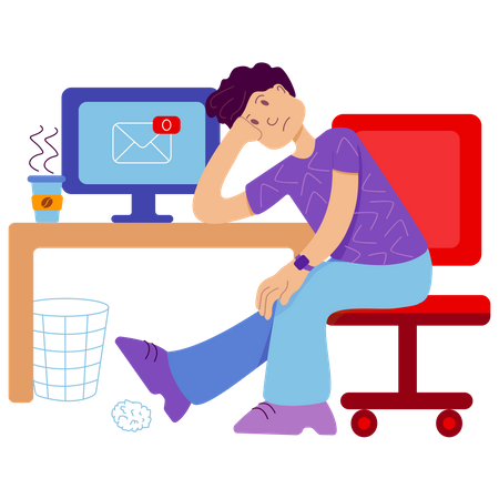 Man waiting for notification  Illustration