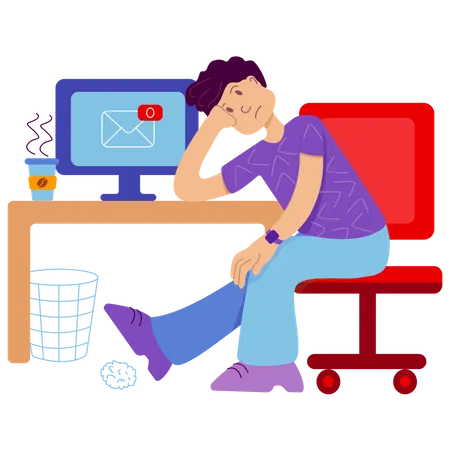 Man waiting for notification  Illustration