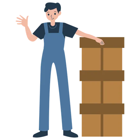 Man Waiting for Package to be Delivered  Illustration