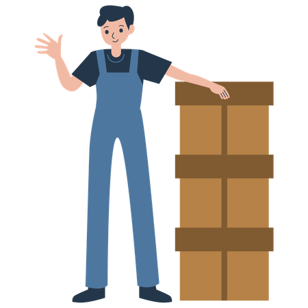 Man Waiting for Package to be Delivered  Illustration