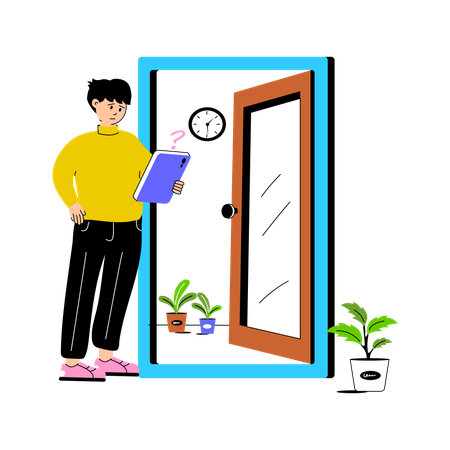 Man Waiting for Parcel  Illustration