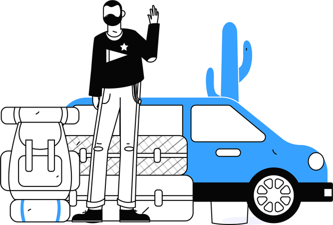 Man waiting for taxi  Illustration