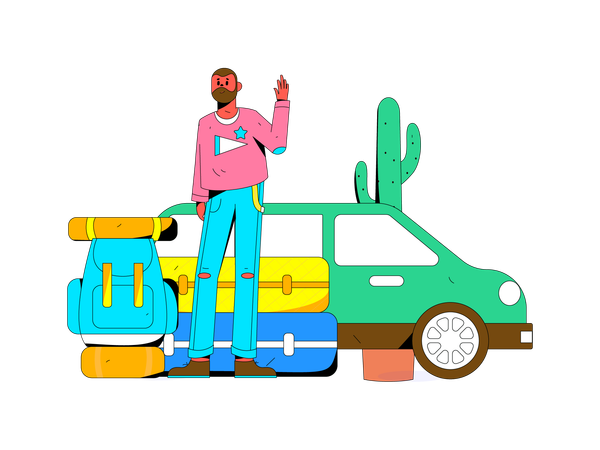 Man waiting for taxi  Illustration