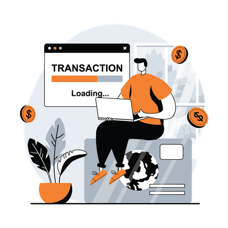 Man waiting for transaction to complete Illustration